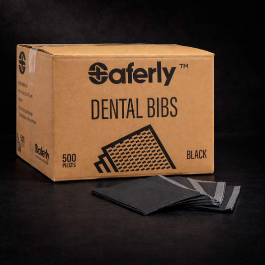 Saferly Dental Bibs – Black – 13 in x 18 in – Case of 500