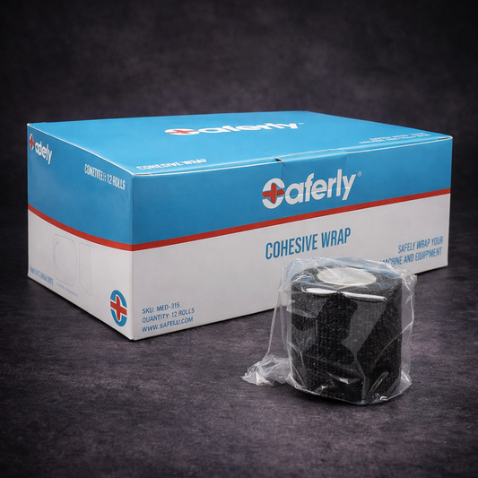 Saferly Cohesive Wrap - 12 Roll Box (Black)